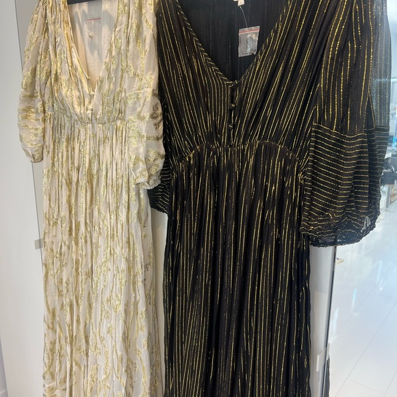 Never Worn Chasing Unicorns  maxi dress metallic gold trim - Picture 4 of 5